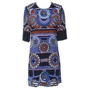 Peter Pilotto Blue Abstract Graphic Printed Sheath Dress